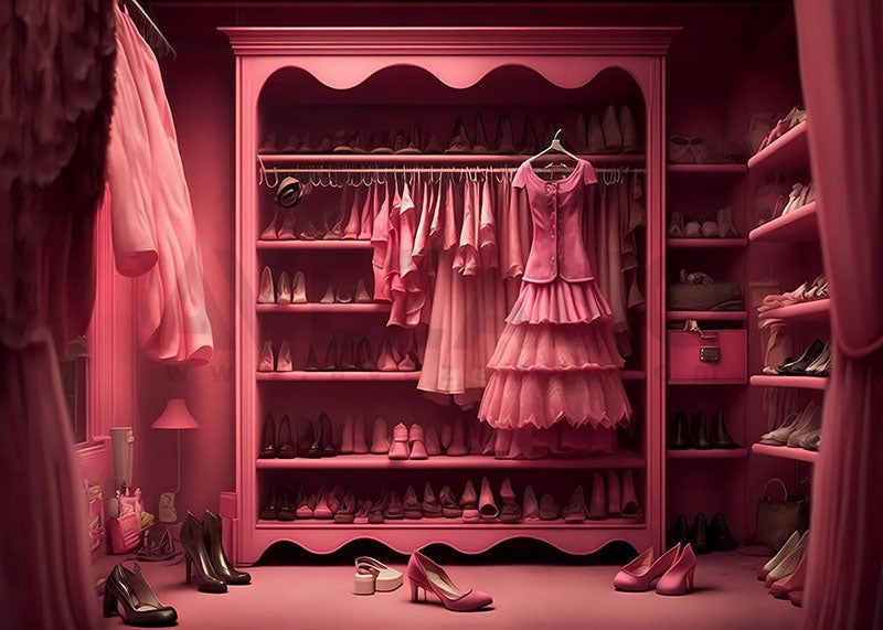 Pink Barbie Wardrobe Backdrop