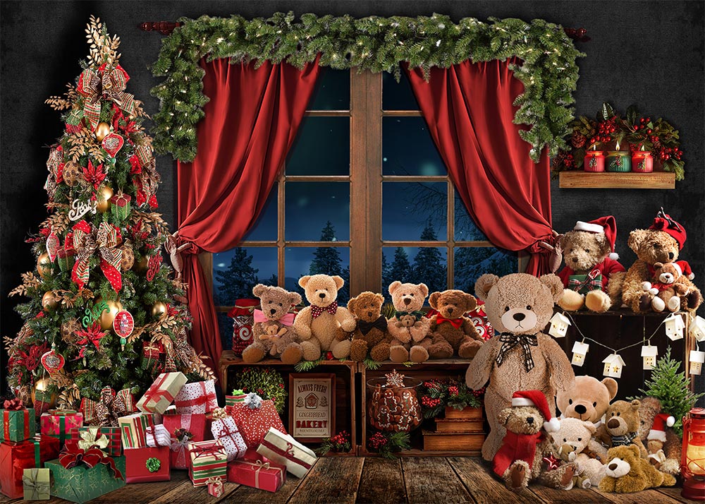 Baby White Bedroom Teddy Bear Christmas Decorations Backdrop lv-1885