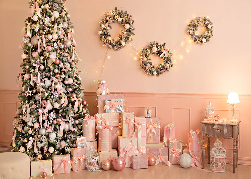 Desktop Christmas Tree Accessories Set Pink Christmas Trees Girl Style  Decoration Scene Layout Holiday Decor Tree Festival Gifts