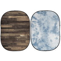 Avezano Grey Wood and Blue Collapsible Backdrop Photography