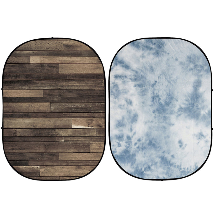 Avezano Grey Wood and Blue Collapsible Backdrop Photography
