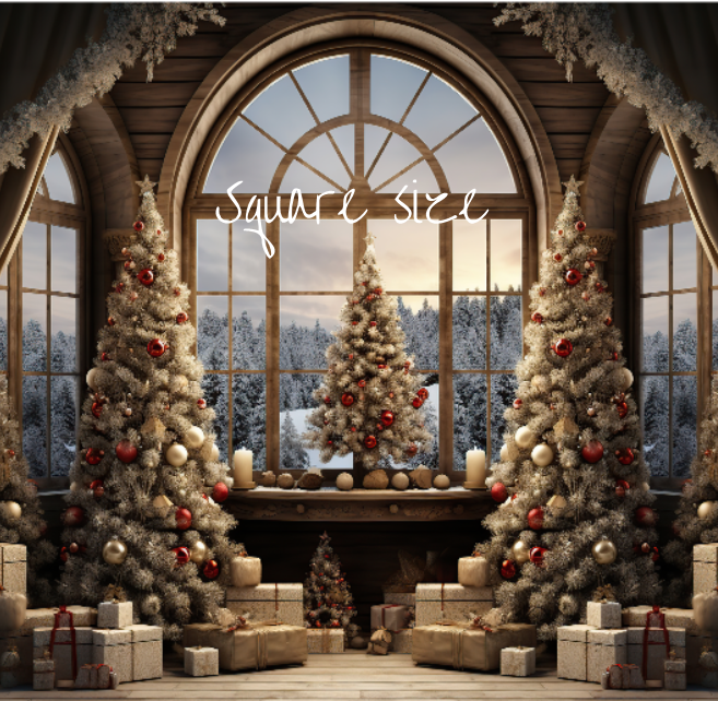 Avezano White Christmas Tree and Gift Photography Backdrop