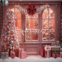 Avezano Christmas Winter Pink House Photography Backdrop