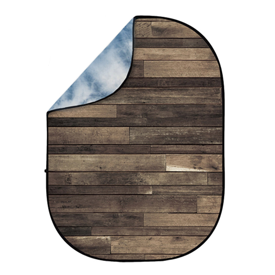 Avezano Grey Wood and Blue Collapsible Backdrop Photography