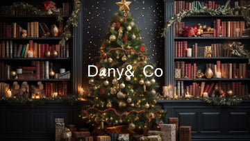 Avezano Christmas Tree and Bookshelf Digital Backdrop Designed By Elegant Dreams