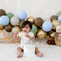 Avezano First Birthday Bear Doll Backdrop for Photography By Miwako Lucy Photography