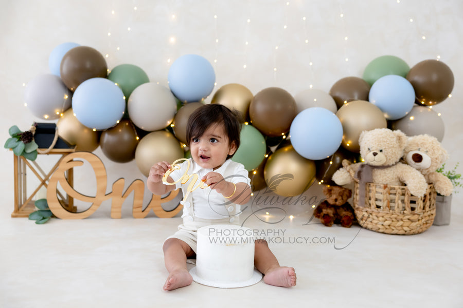 Avezano First Birthday Bear Doll Backdrop for Photography By Miwako Lucy Photography