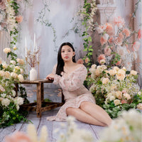 Avezano Spring  Flowers Rose Vines and Arch Wall Photography Backdrop