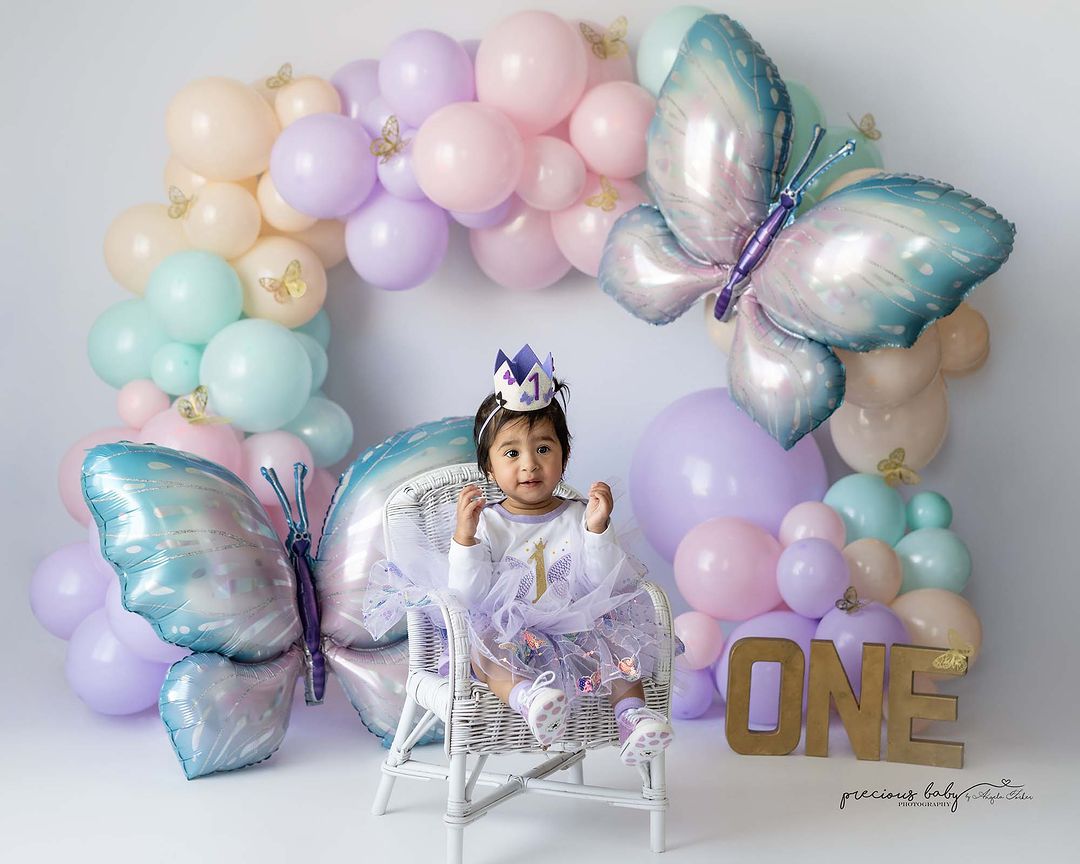 Avezano Butterfly Balloon Cake Smash Photography Backdrop Designed By Angela Forker