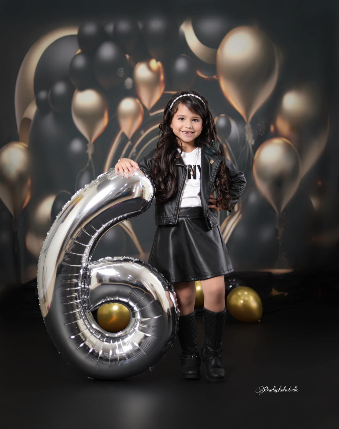 Avezano Black-gold Balloon Arch Birthday Party Photography Background