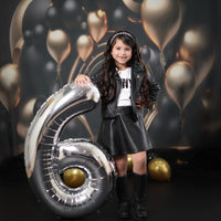 Avezano Black-gold Balloon Arch Birthday Party Photography Background