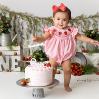 Avezano Strawberry Theme One-Year-Old Photography Backdrop Designed By Angela Forker