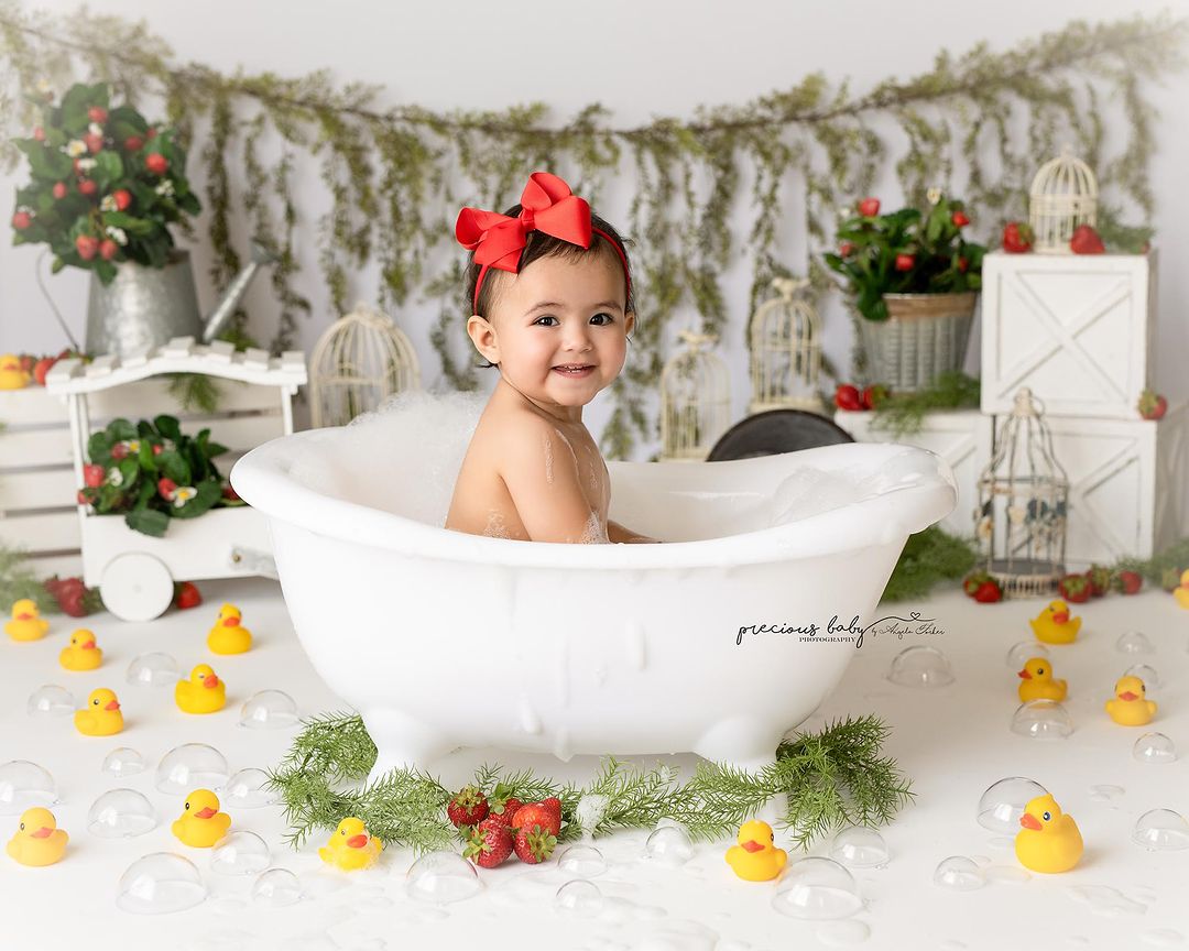 Avezano Strawberry Theme One-Year-Old Photography Backdrop Designed By Angela Forker