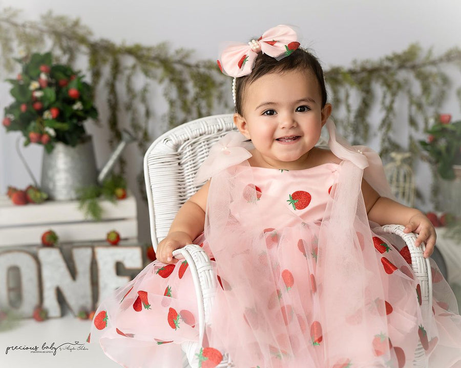 Avezano Strawberry Theme One-Year-Old Photography Backdrop Designed By Angela Forker