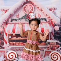 Avezano Christmas Candy Shop and Christmas Tree Photography Backdrop