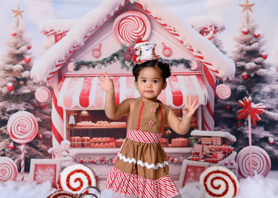 Avezano Christmas Candy Shop and Christmas Tree Photography Backdrop