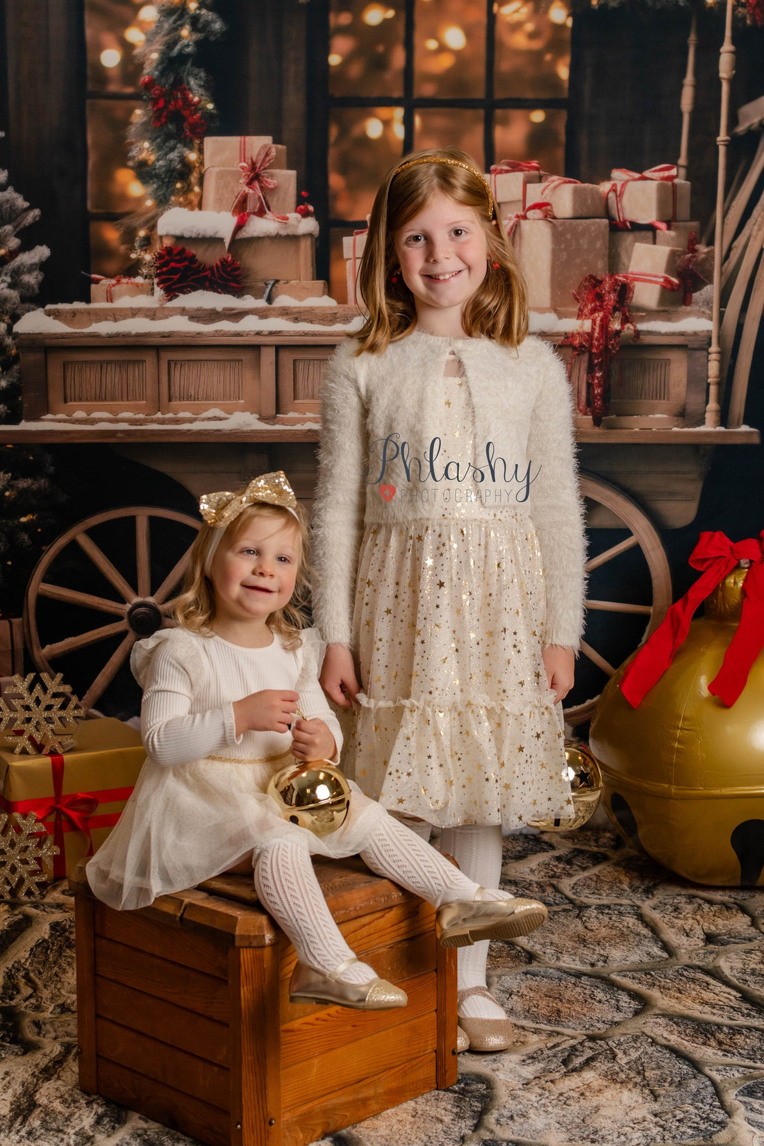 Avezano Christmas Wagon Gift Photography Backdrop