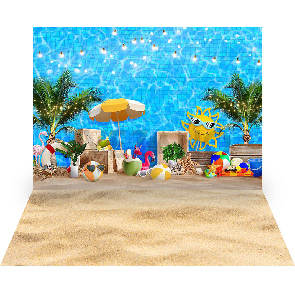 Avezano Summer Swimming pool Photography 2 pcs Set Backdrop-AVEZANO