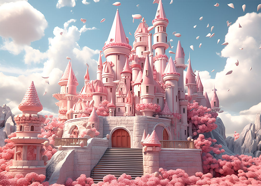 Ofertas especiales Fondo para fotografía con castillo rosa de poliéster Avezano 
