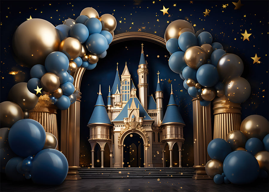 Ofertas especiales Fondo fotográfico con globos y castillo de poliéster de Avezano 