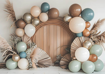 Avezano Spring Boho Brown Balloon Arch Photography Backdrop