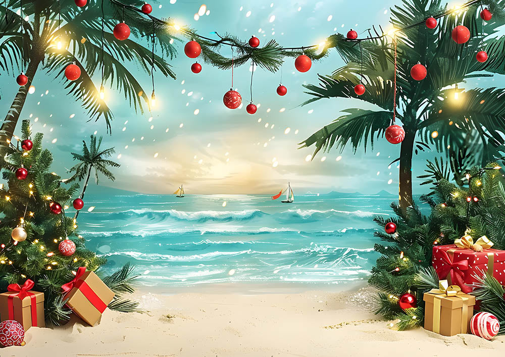 Avezano Summer Seaside Christmas Decorations Photography Backdrop