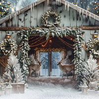 Avezano Winter Christmas Snow Lights Photography Backdrop Scene  Room Set