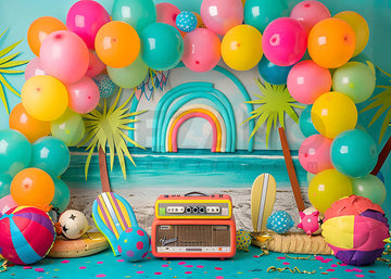 Avezano Summer Beach Balloon Party Photography Backdrop