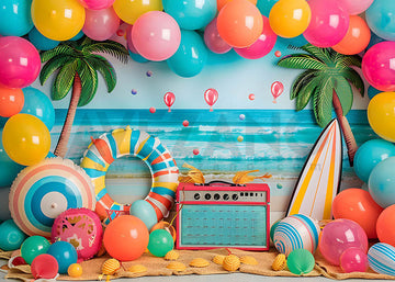 Avezano Summer Beach Balloon Arch Party Photography Backdrop