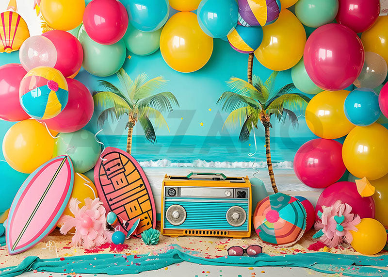 Avezano Summer Beach Balloon Sound Party Photography Backdrop