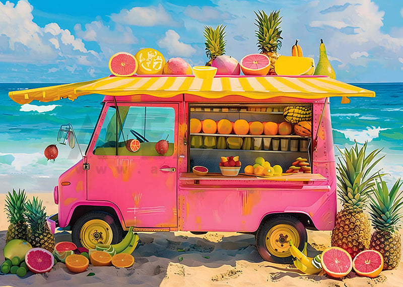 Avezano Summer Fruit Stall by the Sea Photography Backdrop