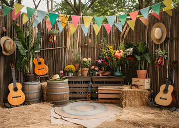 Avezano Spring Banner Guitar Party Photography Backdrop