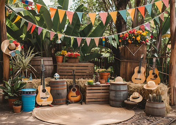 Avezano Spring Garden Guitar Party Photography Backdrop