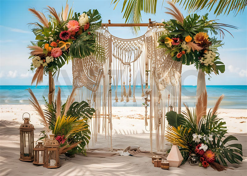 Avezano Summer Beach Boho Flower Photography Backdrop