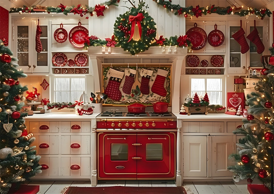 Avezano Christmas Kitchen Oven Photography Backdrop