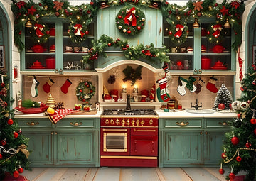 Avezano Christmas Kitchen Decorative Photography Backdrop