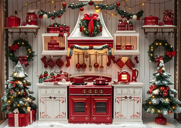 Avezano White Kitchen and Christmas Tree Photography Backdrop