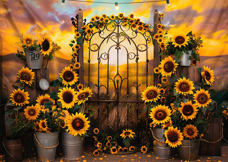 Avezano Summer Sunflower And Sunshine Photography Backdrop