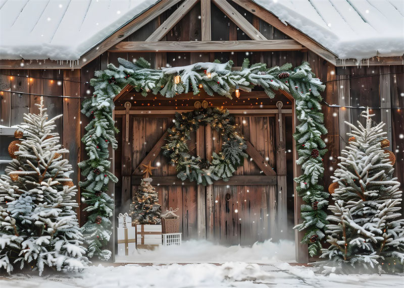 Avezano Winter Christmas Cabin Photography Backdrop