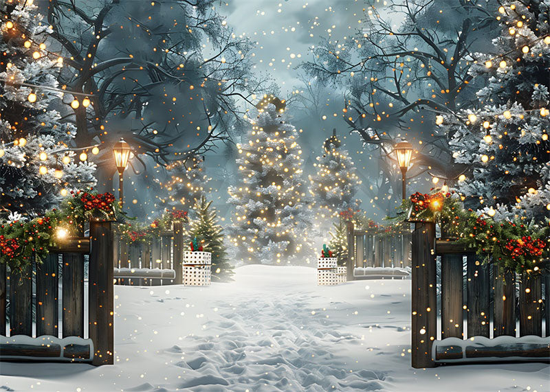 Avezano ChristmasTree Garden in the Snow Photography Backdrop