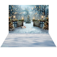 Avezano Snow Christmas Tree and Presents 2 pcs Set Backdrop