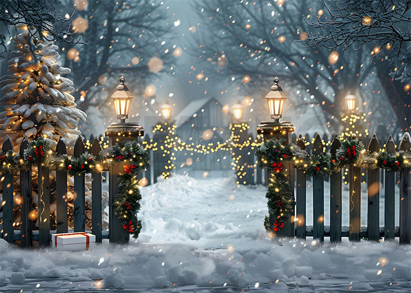 Avezano Christmas Snow and Railings Photography Backdrop