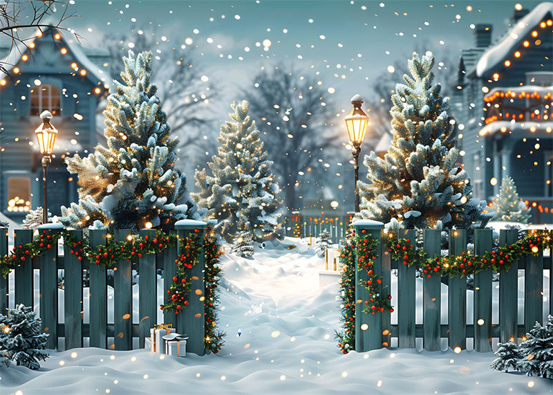 Avezano Snowy Yard Christmas Gifts Photography Backdrop