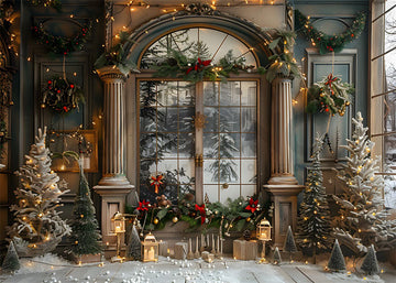 Avezano Christmas Room Door Decoration Photography Backdrop