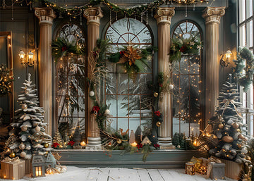 Avezano Christmas Decoration Doors Windows and columns Photography Backdrop