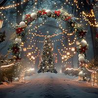 Avezano Snow Christmas Tree and lights Photography Backdrop Scene  Room Set