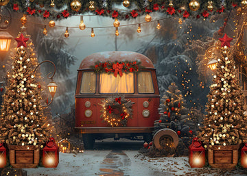 Avezano Christmas Wreath RV and Christmas Tree Photography Backdrop