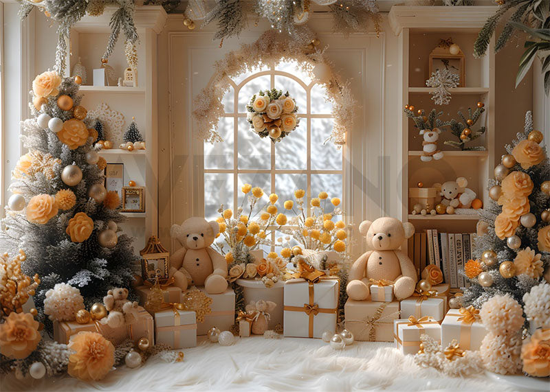 Avezano Christmas Presents and Flowers Room Photography Backdrop