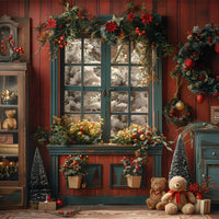 Avezano Christmas Door Decoration Photography Backdrop Scene Room Set