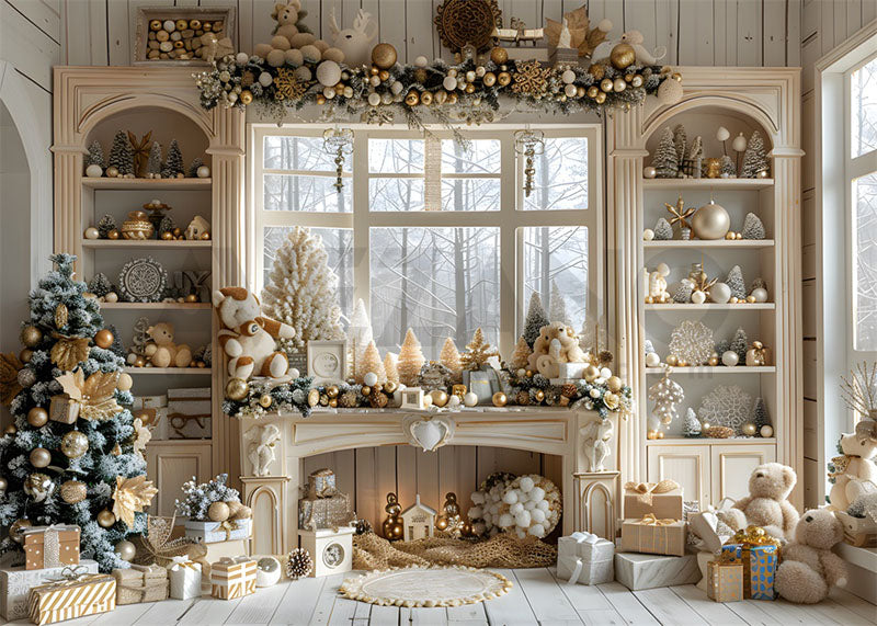 Avezano Christmas White Room Windowsill Gift Photography Backdrop